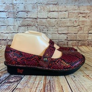 Algeria Feliz Multi Red Snakeskin Print Mary Jane